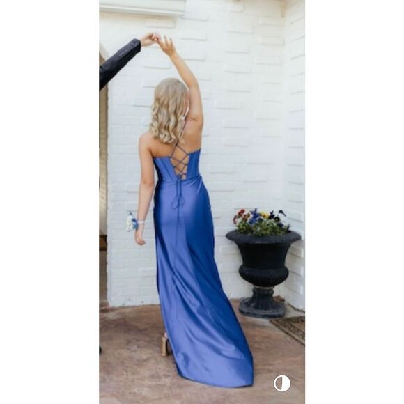 Nox Anabel Royal Blue Corset Prom Dress Long Formal Gown Size 4 E1042 Cowl Neck - Picture 13 of 14